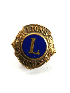 Vintage Lions International Blue Enamel Lapel Pin